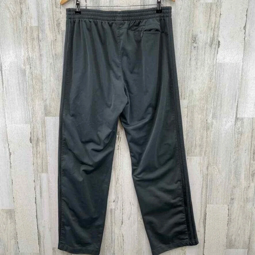 Adidas Track Workout Pants Mens Large‎ Grey Polyester Elastic Waist Pockets